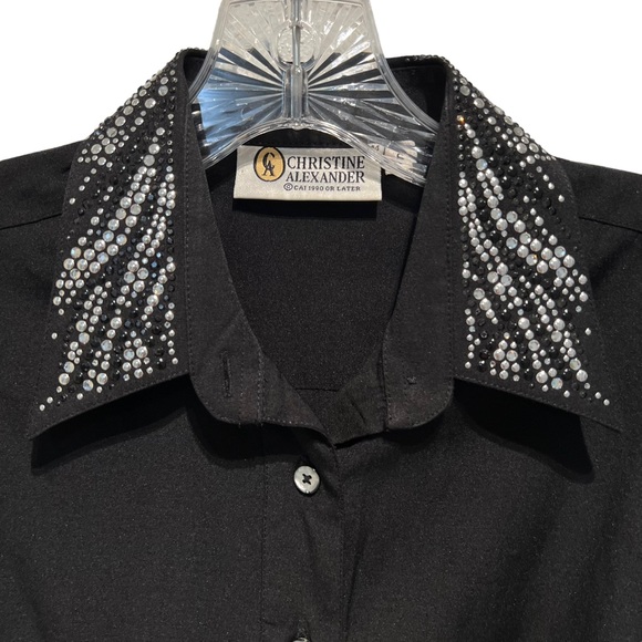 Christine Alexander Rhinestones Collared Button Down Blouse - Picture 5 of 10